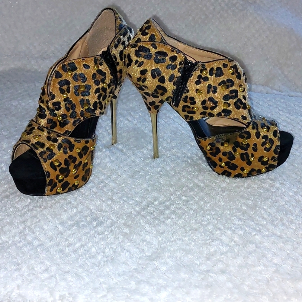 Justfab animal print and stud heels